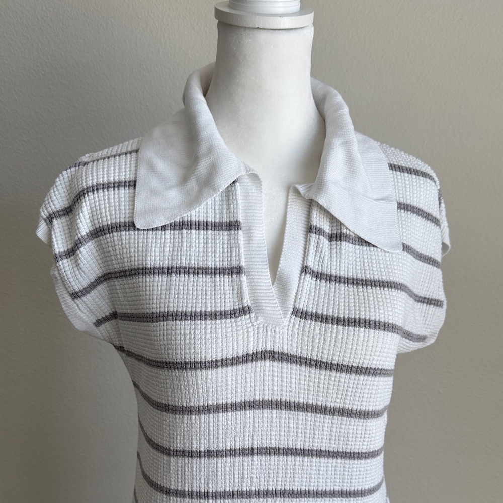 Striped White and Gray Dress - Picture 2 of 7